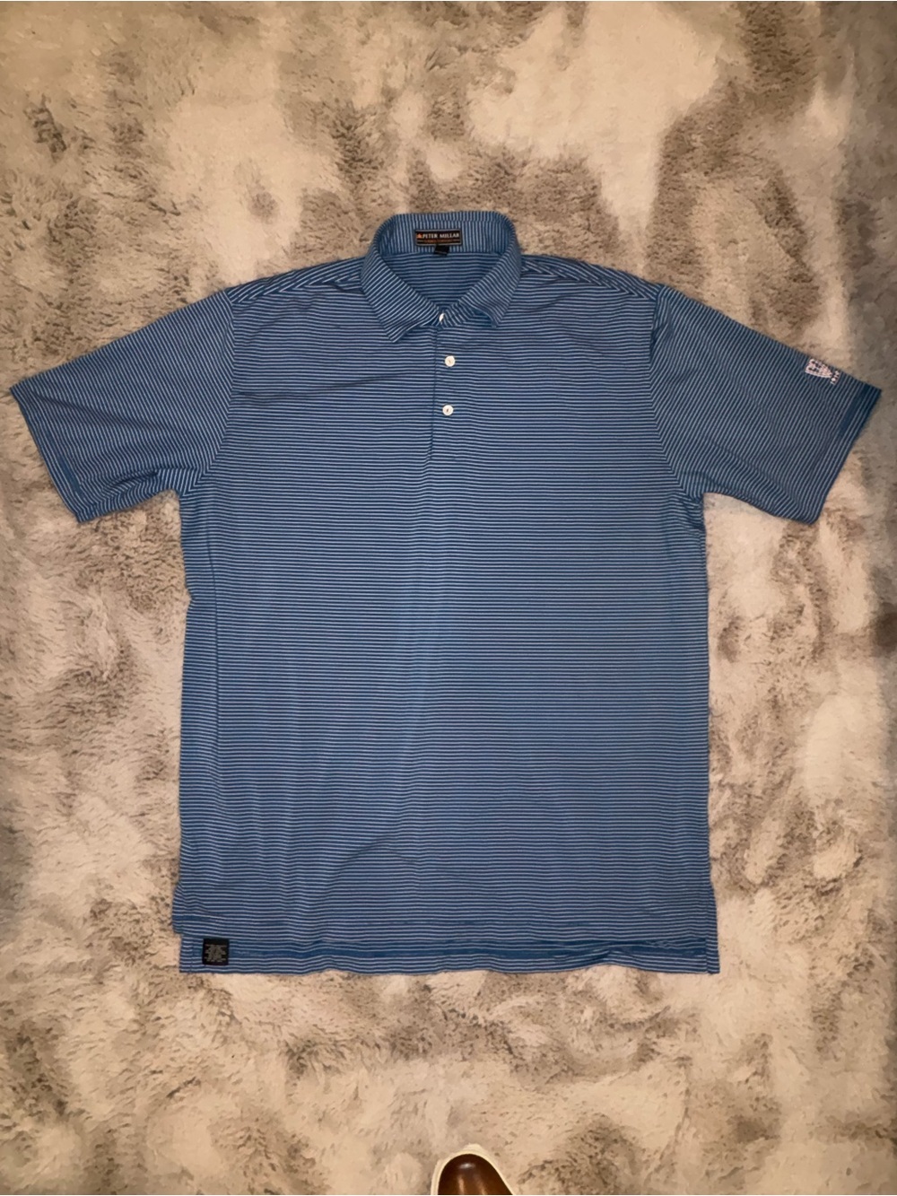 Peter Millar Blue Striped Summer Comfort Polo Shirt